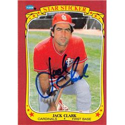 572308 St Louis Cardinals Jack Clark Autographed Baseball Card - 1986 Fleer Star Sticker No.24