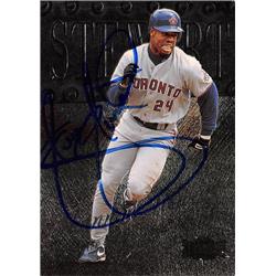 570654 Toronto Blue Jays, SC Shannon Stewart Autographed Baseball Card - 1999 Skybox Metal Universe No.113