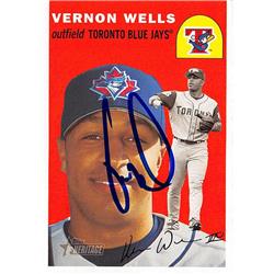 570660 Toronto Blue Jays, SC Vernon Wells Autographed Baseball Card - 2003 Topps Heritage No.204