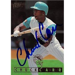 570905 Florida Marlins, SC Chuck Carr Autographed Baseball Card - 1995 Fleer Ultra No.161