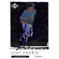 570920 Florida Marlins, SC Alex Gonzalez Autographed Baseball Card - 1998 Upper Deck Star Rookie No.580
