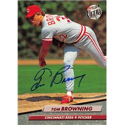 571007 Cincinnati Reds Tom Browning Autographed Baseball Card - 1992 Fleer Ultra No.186