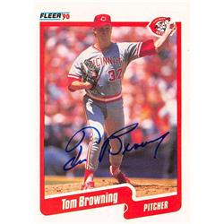 571010 Cincinnati Reds Tom Browning Autographed Baseball Card - 1990 Fleer No.415