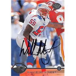 571416 New England Patriots Willie Mcginest Autographed Football Card - 1996 Leaf No.54