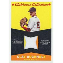 571587 Boston Red Sox Clay Buchholz Player Worn Jersey Patch Baseball Card - 2009 Topps Heritage Clubhouse Collection No.CCCB