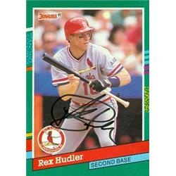 572163 St. Louis Cardinals Rex Hudler Autographed Baseball Card - 1991 Donruss No.599
