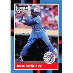 572227 Toronto Blue Jays Jesse Barfield Autographed Baseball Card - 1988 Leaf No.225