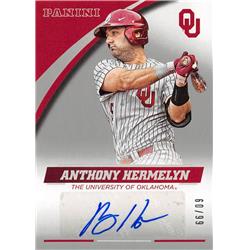 572280 Oklahoma Sooners Anthony Hermelyn Autographed Baseball Card - 2016 Panini Team Collection No.AH-OU LE 60-99