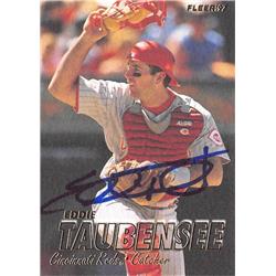 570608 Cincinnati Reds, SC Eddie Taubensee Autographed Baseball Card - 1997 Fleer No.306