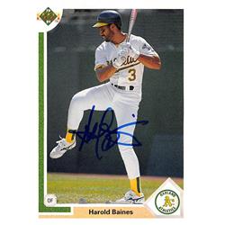 570990 Oakland Athletics Harold Baines Autographed Baseball Card - 1991 Upper Deck No.562