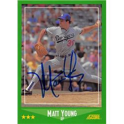 571128 Los Angeles Dodgers Matt Young Autographed Baseball Card - 1988 Score No.357