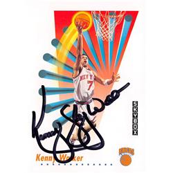 571332 New York Knicks, Sky Kenny Walker Autographed Basketball Card - 1991 Skybox No.197