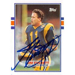 571978 Los Angeles Rams Jim Everett Autographed Football Card - 1989 Topps No.129