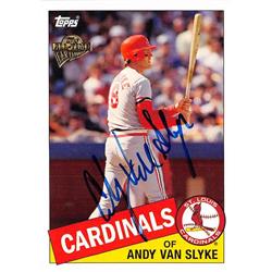 572299 St Louis Cardinals Andy Van Slyke Autographed Baseball Card - 2005 Topps Fan Favorites No.1 1985 Style