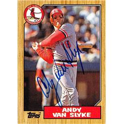 572300 St Louis Cardinals Andy Van Slyke Autographed Baseball Card - 1987 Topps No.33
