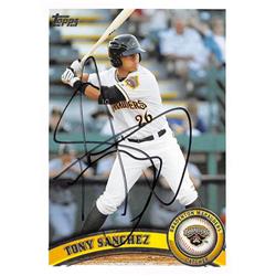 572541 Pittsburgh Pirates Bradenton Marauders Tony Sanchez Autographed Baseball Card - 2011 Topps Pro Debut No.134 Rookie