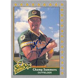 587013 Champ Summers Autographed Baseball Card - 1990 Pacific Senior League - No.96 Fort Myers Sun Sox