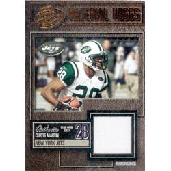 587529 Curtis Martin Player Worn Jersey Patch Football Card - New York Jets 2003 Playoff Material Hoggs - No.MH15