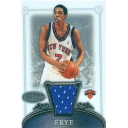 587564 Channing Frye Player Worn Jersey Patch Basketball Card - New York Knicks 2007 Bowman Sterling - No.17