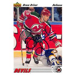 619720 Bruce Driver Autographed Hockey Card - New Jersey Devils, SC 1992 Upper Deck - No.292