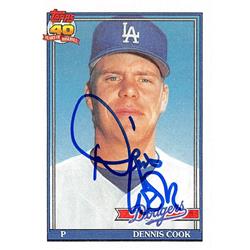 621214 Dennis Cook Autographed Baseball Card - Los Angeles Dodgers, 67 1991 Topps - No.467