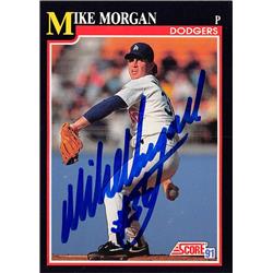 621704 Mike Morgan Autographed Baseball Card - Los Angeles Dodgers 1991 Score - No.276
