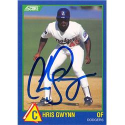 621721 Chris Gwynn Autographed Baseball Card - Los Angeles Dodgers 1989 Score Rising Star - No.21