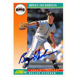 621799 Bryan Hickerson Autographed Baseball Card - San Francisco Giants 1992 Score - No.750