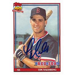 621859 Tim Naehring Autographed Baseball Card - Boston Red Sox 1991 Topps - No.702
