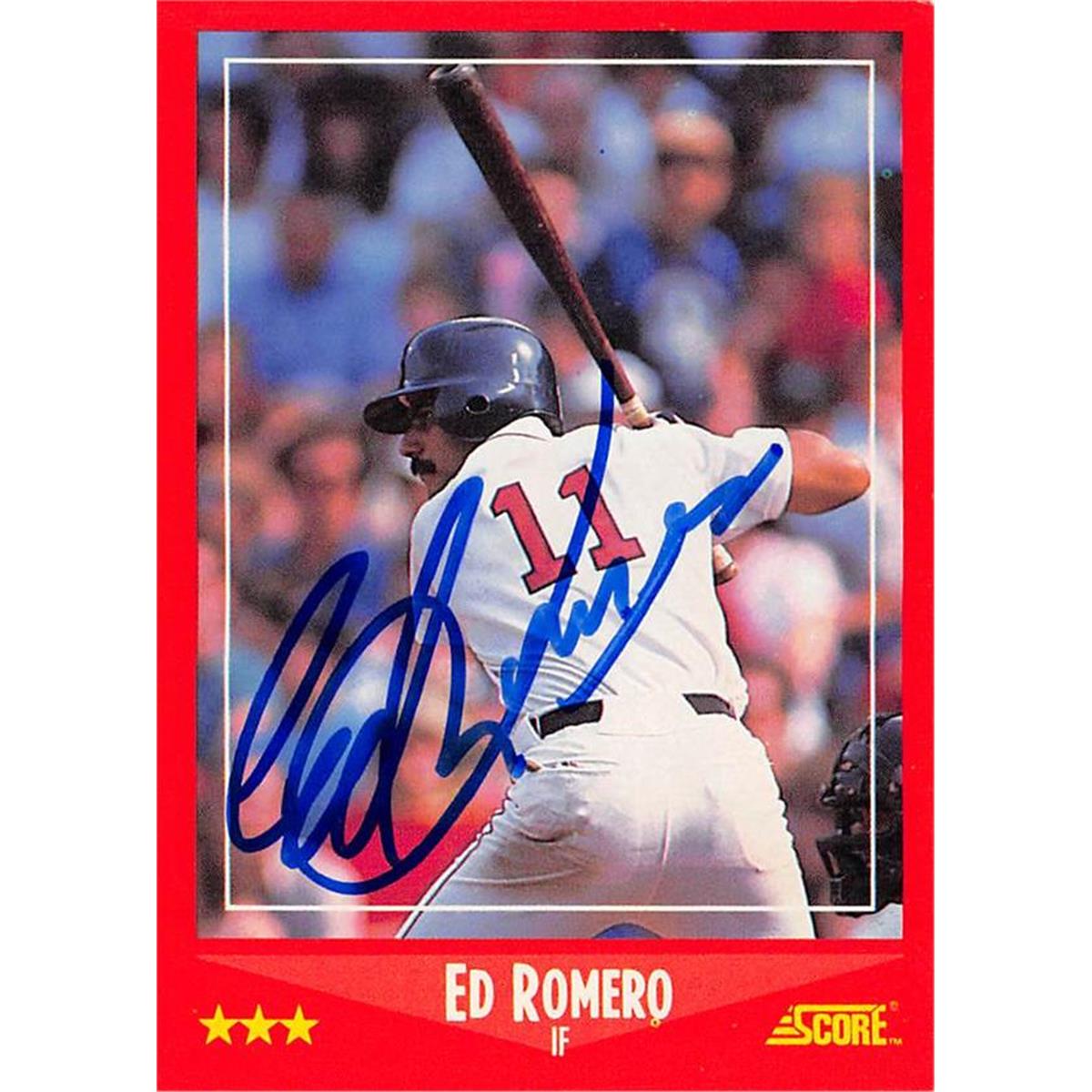 621886 Ed Romero Autographed Baseball Card - Boston Red Sox 1988 Score - No.259