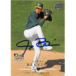 622179 Jerry Blevins Autographed Baseball Card - Oakland Athletics 2008 Upper Deck Rookie - No.306