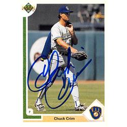 Chuck Crim Autographed Baseball Card - Milwaukee Brewers 1991 Upper Deck - No.391