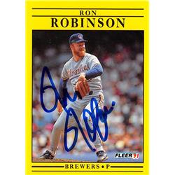 Ron Robinson Autographed Baseball Card - Milwaukee Brewers 1991 Fleer - No.595