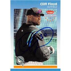 626550 Cliff Floyd Autographed Baseball Card - Florida Marlins 2002 Fleer Platinum - No.242