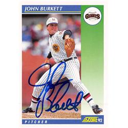 626643 John Burkett Autographed Baseball Card - San Francisco Giants 1992 Score - No.522