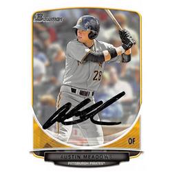 626659 Austin Meadows Autographed Baseball Card - Pirates now with Tampa Bay Rays 2014 Bowman Rookie - No.BDPP5