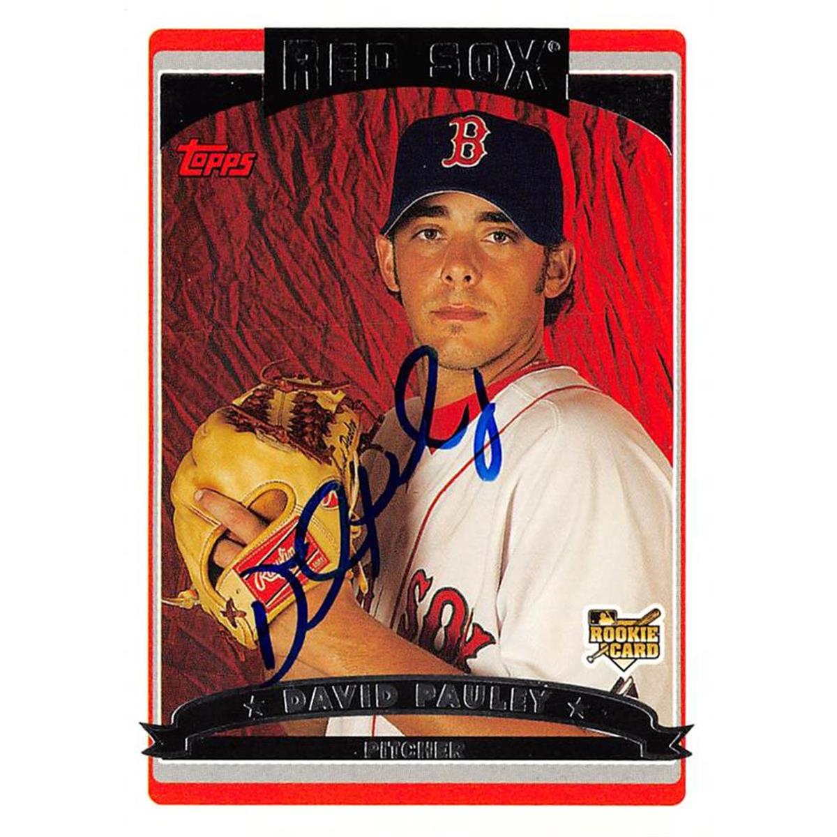 626717 David Pauley Autographed Baseball Card - Boston Red Sox 2006 Topps Rookie - No.UH159