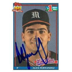 637823 Alex Fernandez Autographed Baseball Card - University of Miami Hurricanes Chicago White Sox 1991 Topps - No.278 Draft Rookie