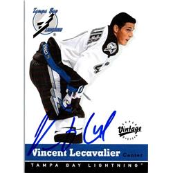 Vincent Lecavalier Autographed Hockey Card - Tampa Bay Lightning, FT 2000 Upper Deck Vintage - No.322