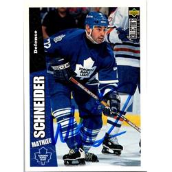 652126 Mathieu Schneider Autographed Hockey Card - Toronto Maple Leafs, FT 1996 Upper Deck - No.262