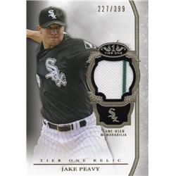 652807 Jake Peavy Player Worn Jersey Patch Baseball Card - Chicago White Sox 2013 Topps Tier One - No.TORJP LE 227-399