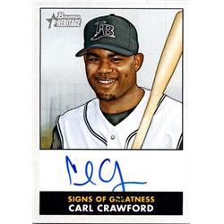 653328 Carl Crawford Autographed Baseball Card - Tampa Bay Rays 2007 Bowman Heritage - No.SGCC