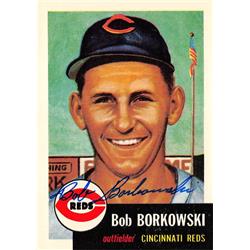 653394 Bob Borkowski Autographed Baseball Card - Cincinnati Reds 1953 Topps Archives 1993 - No.7