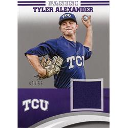 653594 Tyler Alexander Player Worn Jersey Patch Baseball Card - TCU Horned Frogs 2016 Panini Team Collection Silver - No.TATCU LE 41-99