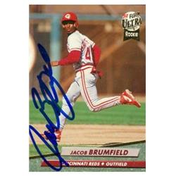 586146 Jacob Brumfield Autographed Baseball Card - Cincinnati Reds, FT 1992 Fleer Ultra - No.481