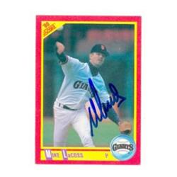 586351 Mike LaCoss Autographed Baseball Card - San Francisco Giants 1990 Score - No.253