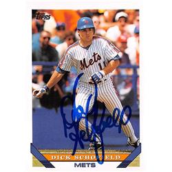 586789 Dick Schofield Autographed Baseball Card - New York Mets 1993 Topps - No.79