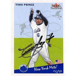 586799 Timo Perez Autographed Baseball Card - New York Mets 2002 Fleer Tradition - No.U127