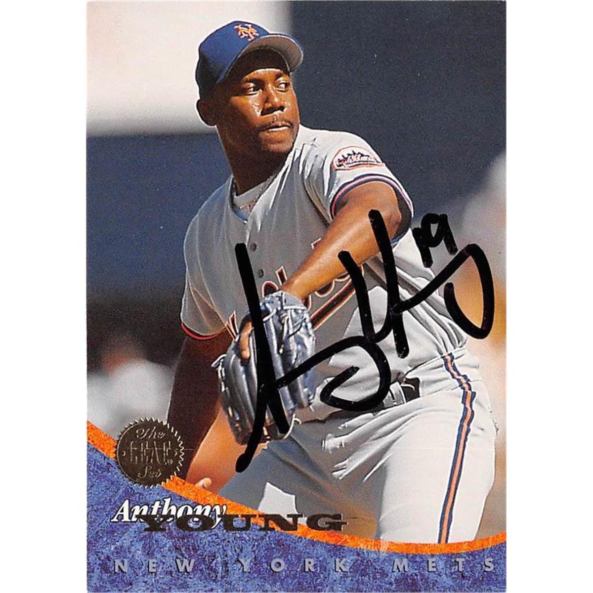 586951 Anthony Young Autographed Baseball Card - New York Mets 1994 Leaf - No.74