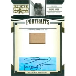 587159 Jacque Jones Autographed Player Used Bat Patch Baseball Card - Minnesota Twins 2005 Donruss Prime Patches - No.P47 LE 26-250